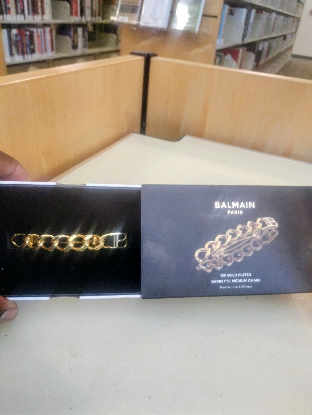 NIB Balmain Paris Hair Couture Limited Edition M Chain Barrette 18K Gold Plated"
